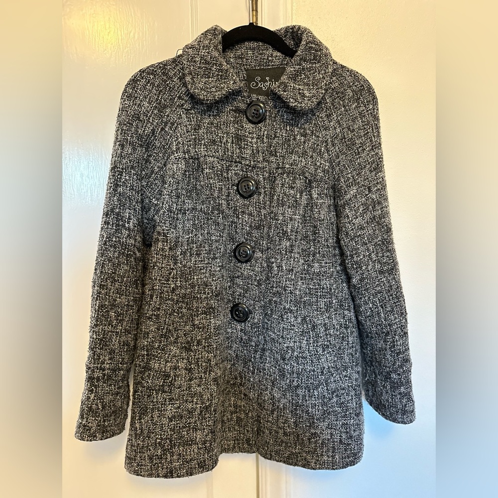 Sashimi Size Small black and grey w/ specks of white Vintage Inspired Swing Coat